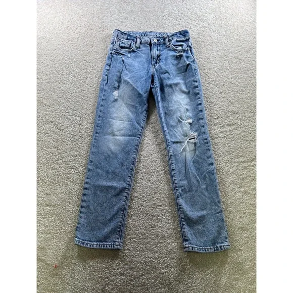 GAP Kids Girls Jeans Size 10 Girlfriend Light‎ Wash Distressed