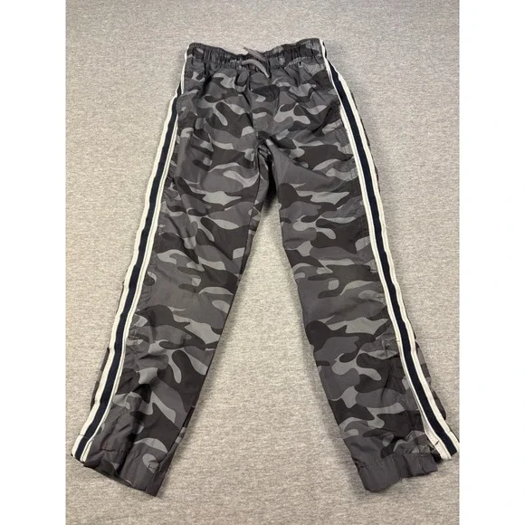 OshKosh B'Gosh Boys Track Pants Grey Camo Boys 6/6A Side Stripes Bottoms Zip