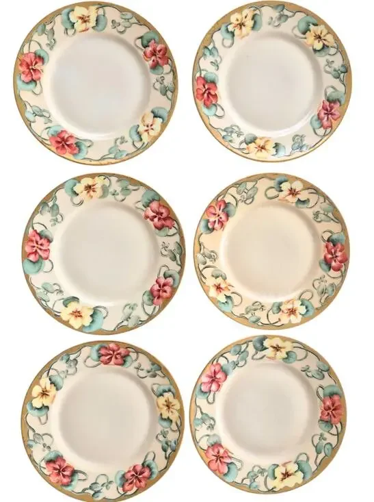 Antique Limoges France Dessert Salad Plates Set of 6 Hand Painted 1850 -1900
