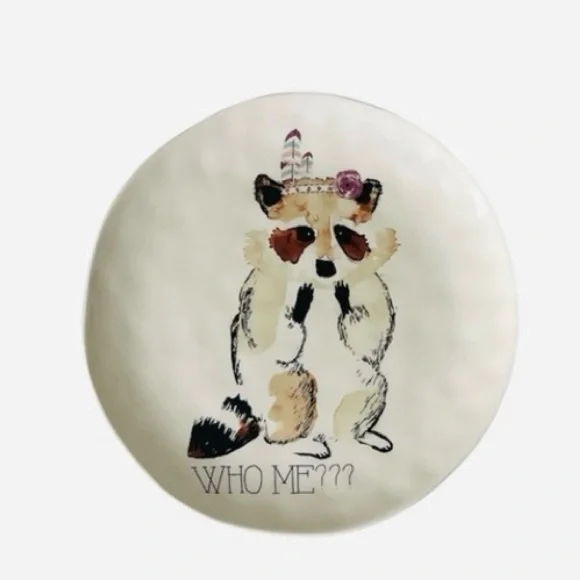Pier 1 Imports Ironstone Fun Animal Print Raccoon Size 8.75