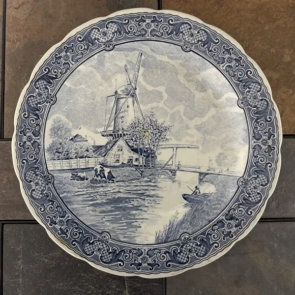 Boch Belgium Delft Windmill Scene Wall Hanging 12