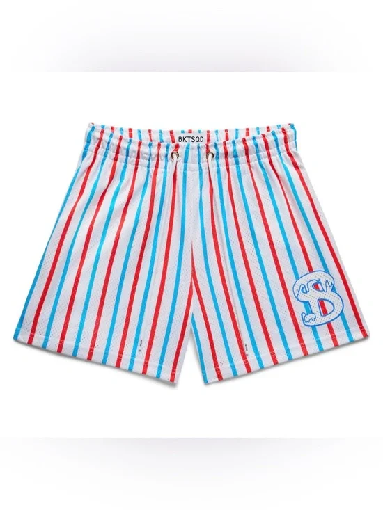 Bucket squad cherry ice shorts Striped Red & Blue Mesh Athletic kids XS