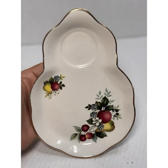 Vintage Old Foley James Kent England Fruit Candy Dish‎ Gold Trim Staffordshire