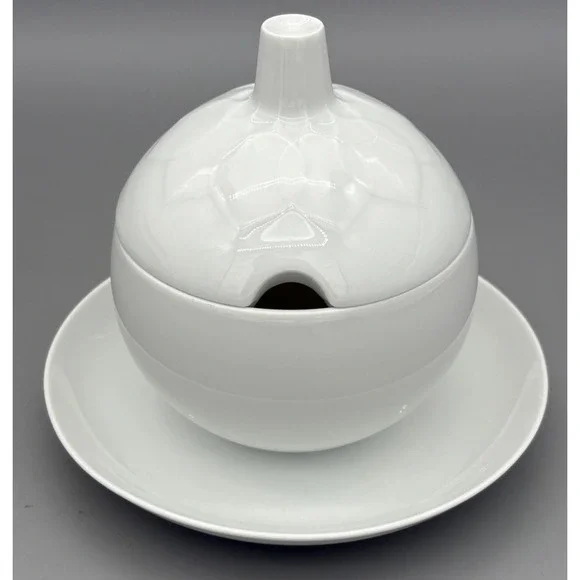 Vintage Rosenthal‎ White Porcelain Lidded Bowl & Plate Made in Germany 6