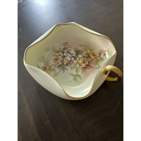 Vintage Epiag Czechoslovakia China Plate Floral Trinket Dish‎ Yellow Bowl