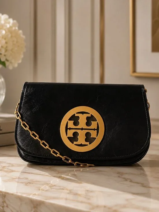 Tory Burch Black Logo Clutch Bag