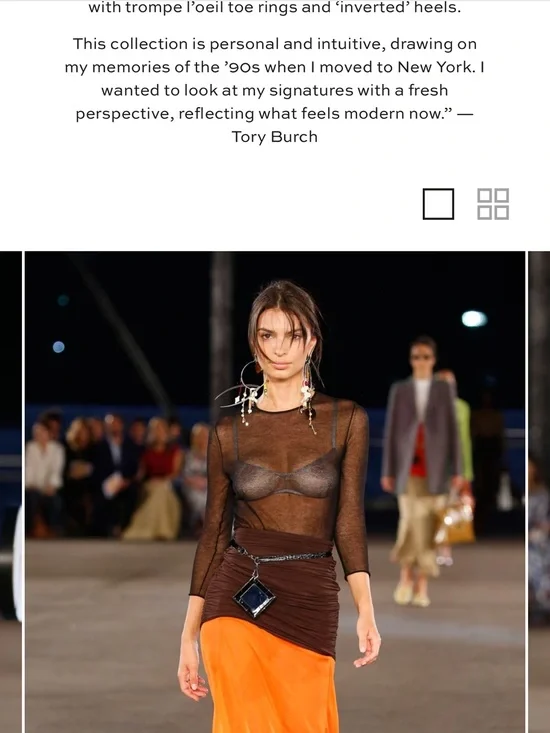 Sheer  Brown Waist & Orange Skirt Mesh Tory Burch Runway 4 Spring 23