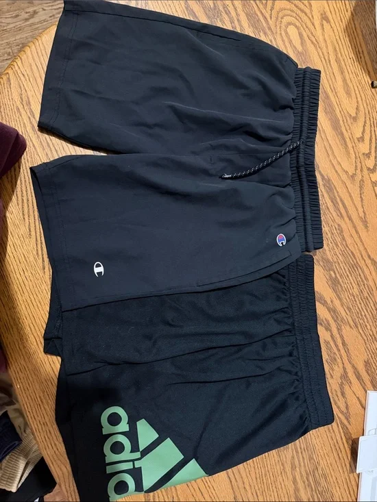 Champion + Adidas Boys Black Athletic Shorts Set