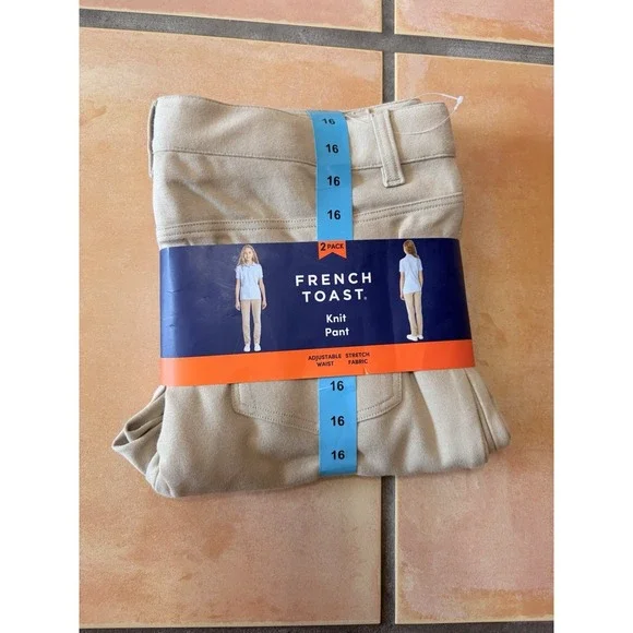 French Toast Girls Performance Uniform Shorts, 2-Pack NEW Size 16 Khaki