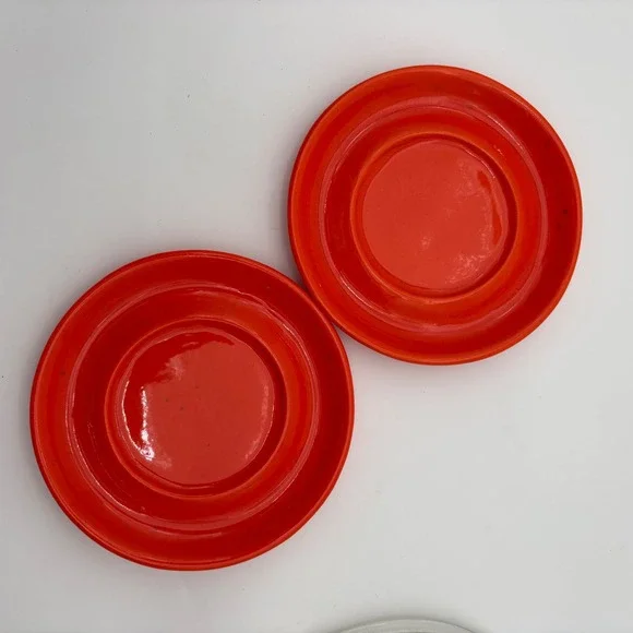 Vintage California original pottery 273 Orange Saucers plate Set of 2 MCM USA 6