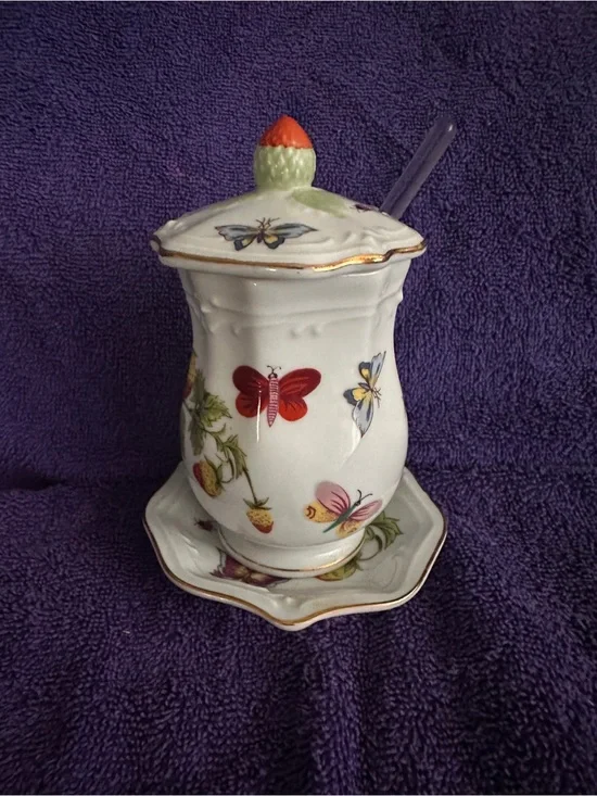 Vintage Lenwile Ardalt Springtime Jam Jar, Plate and Spoon