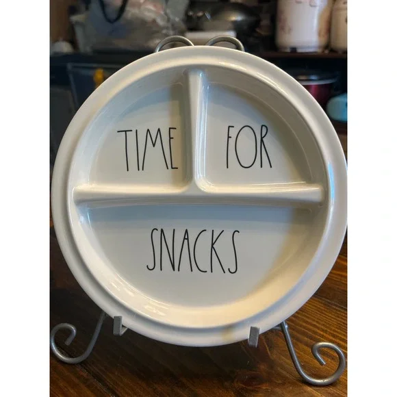Rae Dunn Time For Snacks‎ Divided Plate Artisan Collection White Melamine
