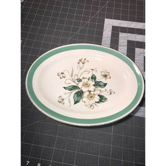 Vintage Earthenware Magnolia by EDWIN KNOWLES Oval Serving‎ Platter 12