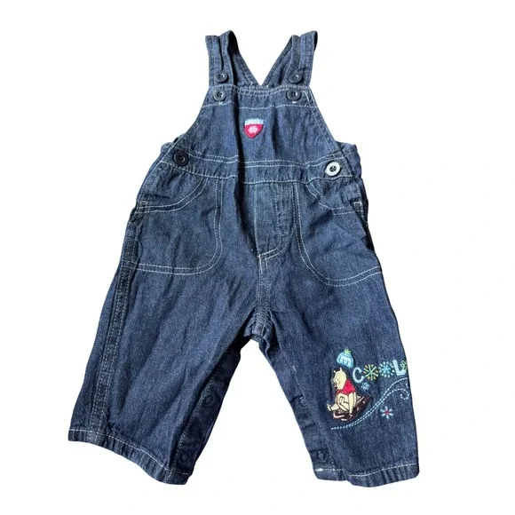 Disney Winnie the Pooh Baby Denim Overalls Dark Wash Winter 3-6M