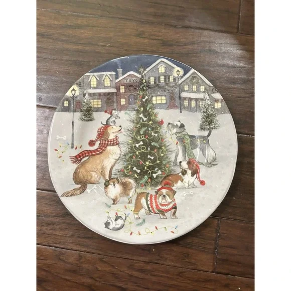 PIER 1 Christmas Holiday Park Avenue Puppies Dogs 10 3/4