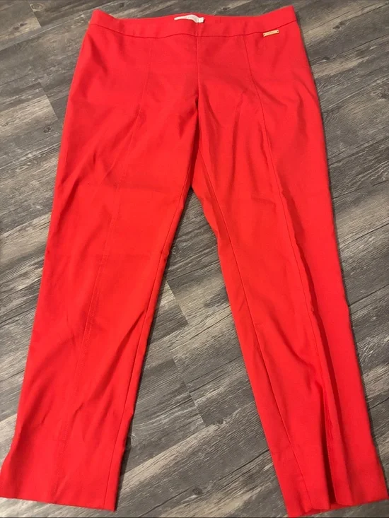 Tory Burch Bright Red Straight-Leg Ponte Pants