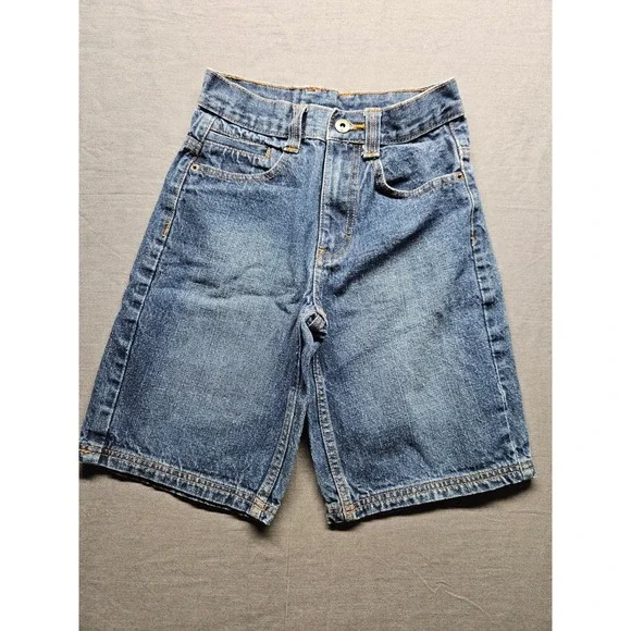 Timberland Boys Denim Shorts Medium Wash Blue Embroidered Logo Size 8