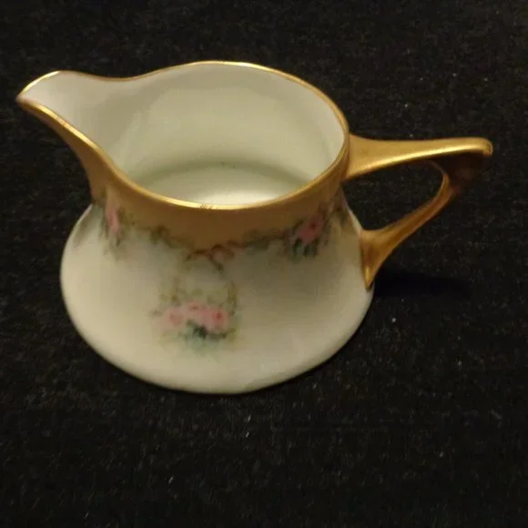 ANTIQUE BAVARIAN G F FLORALS SQUAT CREAMER
