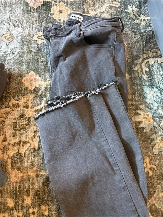 RSQ Kids Dark Gray Jeans with Frayed Hem Detail