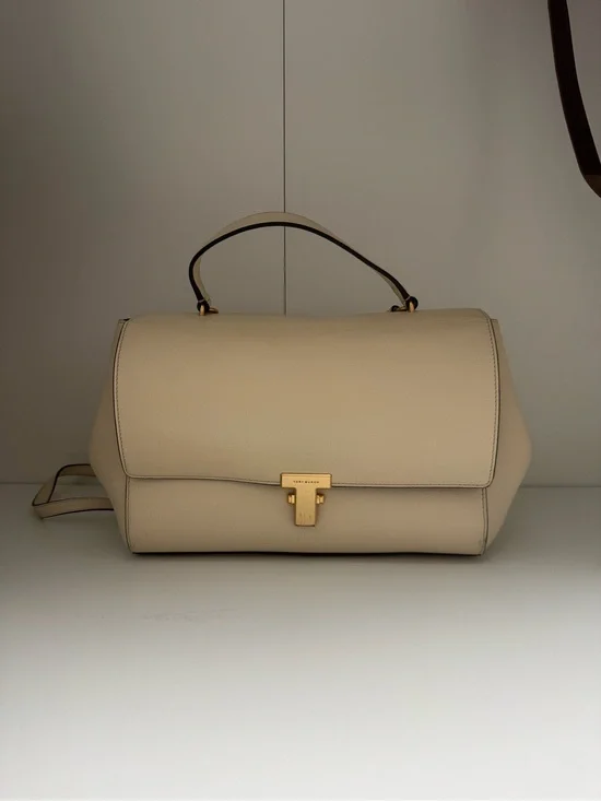 Tory Burch Ivory Leather Juliette Satchel Bag