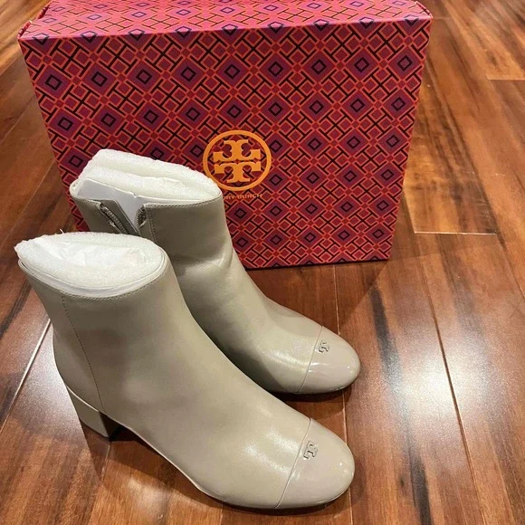 Tory Burch Boots Shoes New NIB Shelby Dust Storm 50mm Women Shoe Taupe Gray Sz 5