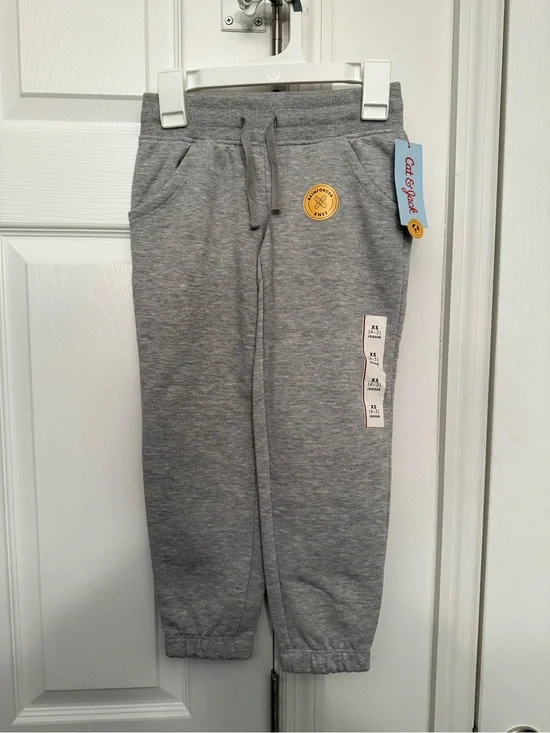 Cat & Jack Heather Gray Jogger Sweatpants with Yellow Patch