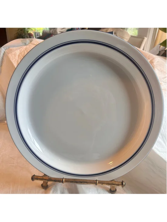 Large Dansk Bistro Dinnerware Chop Plate Serving Platter Blue Rim 13x1
