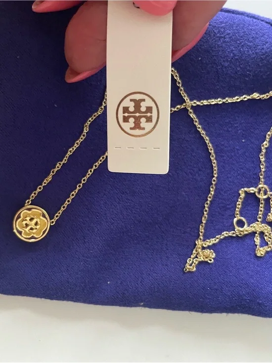 Tory Burch Gold Logo Medallion Necklace 16” to 18”