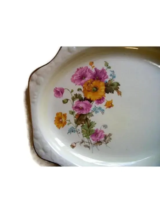 Vintage Crooksville China Platter Set: Floral Embossed Serving Dishes