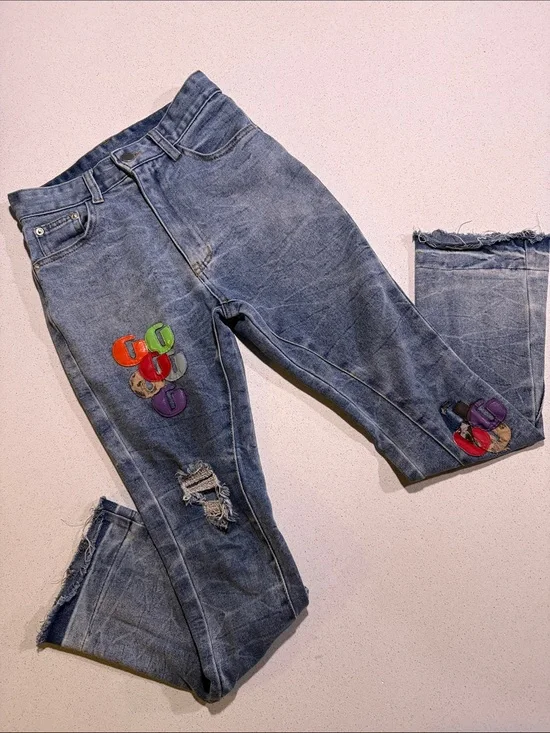 Gallery Dept Blue Kids Jeans with Colorful Patch Details