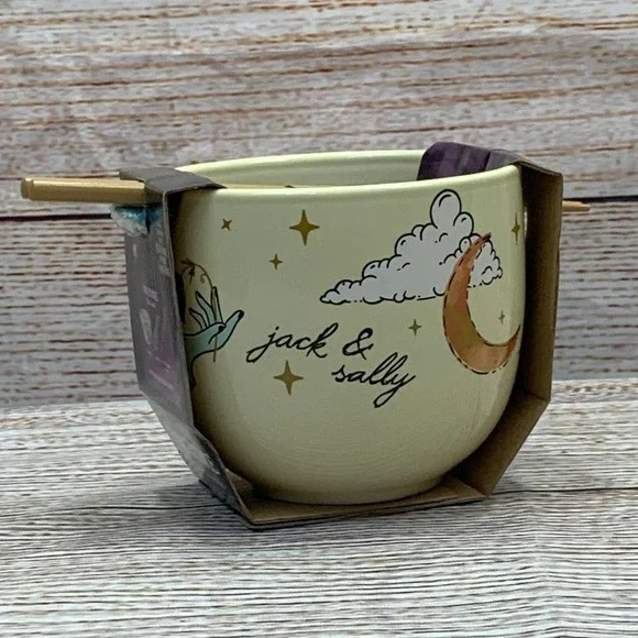 The Nightmare Before Christmas Jack and‎ Sally Noodle Bowl Chopsticks Bundle NEW