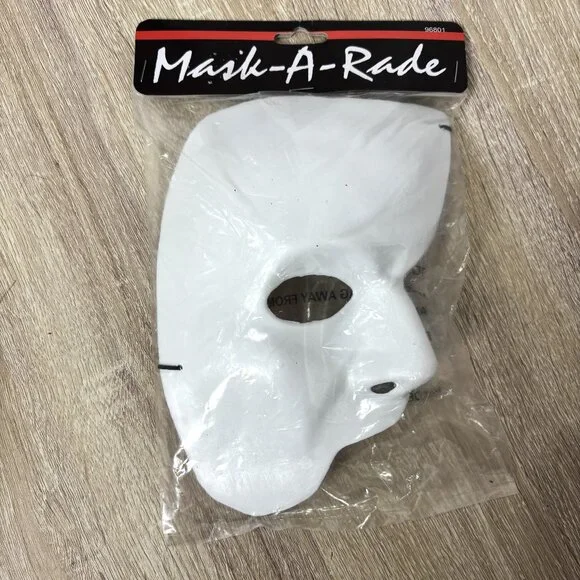 Phantom of the Opera White Half Mask NWT NOS