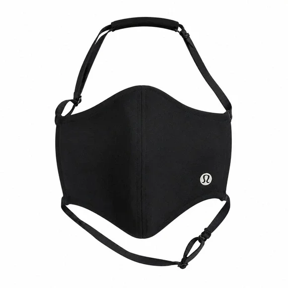 Lululemon Double Strap Face Mask Black OS Adjustable Reusable Athletic Running
