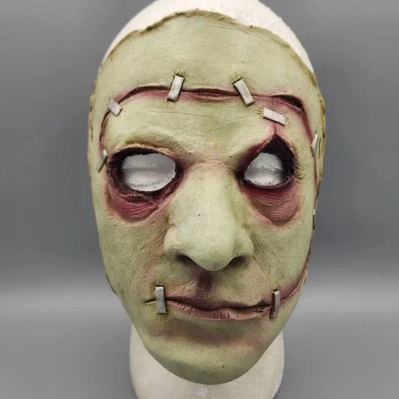 Horror Mask Green Stitched Zombie Latex Slasher Cosplay Mask Halloween Scary