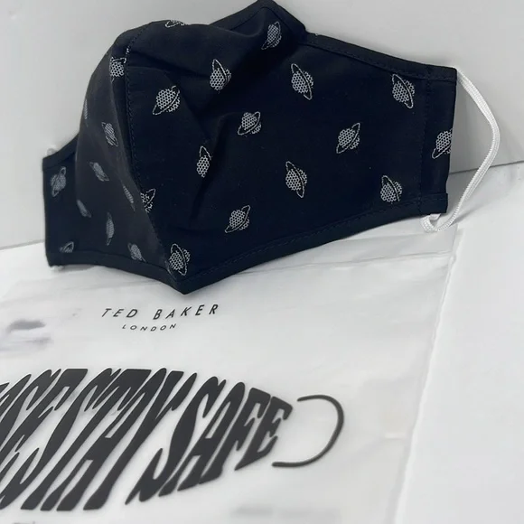 Black Patterned Face Mask TED BAKER LONDON Reversible Reusable FACE MASK NWT