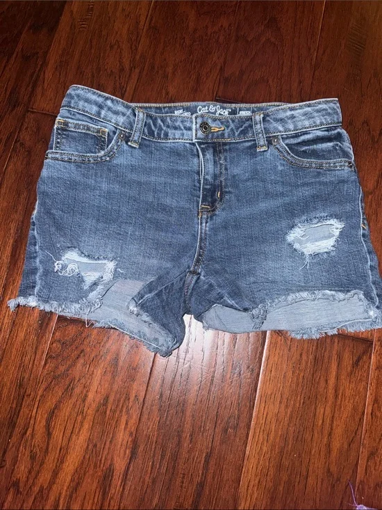 Cat & Jack Distressed Blue Denim Jean Shorts