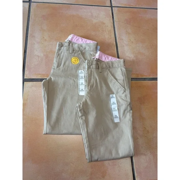 2 NWT Cat & Jack Girls Straight School Uniform Pants Navy Blue Size 12