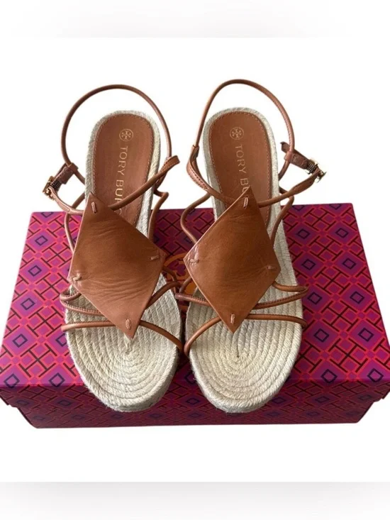 Tory Burch‎ Diamond Patch Espadrille Wedge Aged Camello 7