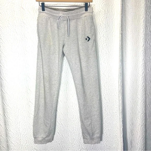 Converse Girls XL 14/16 Gray Silver Sparkle Fleece Jogger Sweatpants Logo
