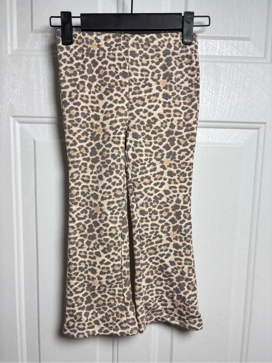 Hello Kitty Girls Leopard Print Joggers in Tan and Brown