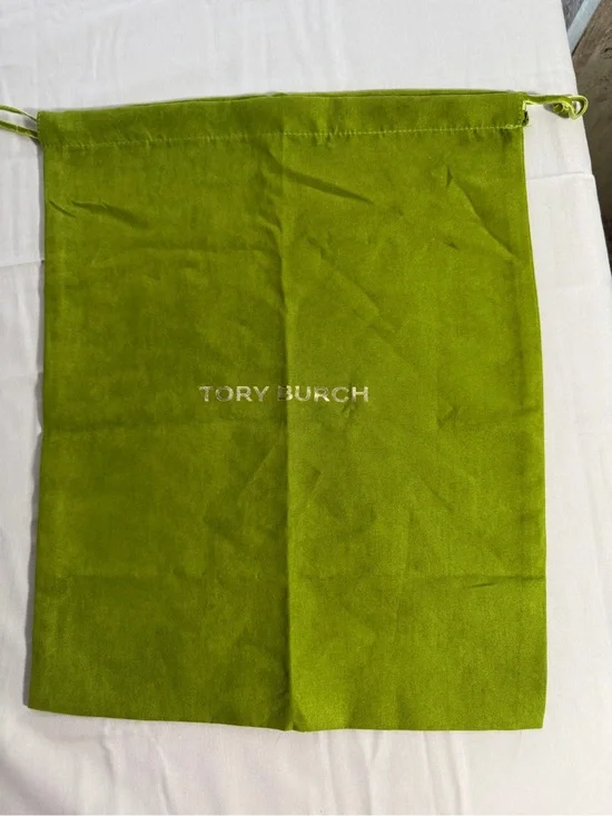 Tory Burch Bright Lime Green Velvet Drawstring Bag