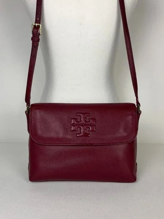 Tory Burch Burgundy Leather Crossbody Bag