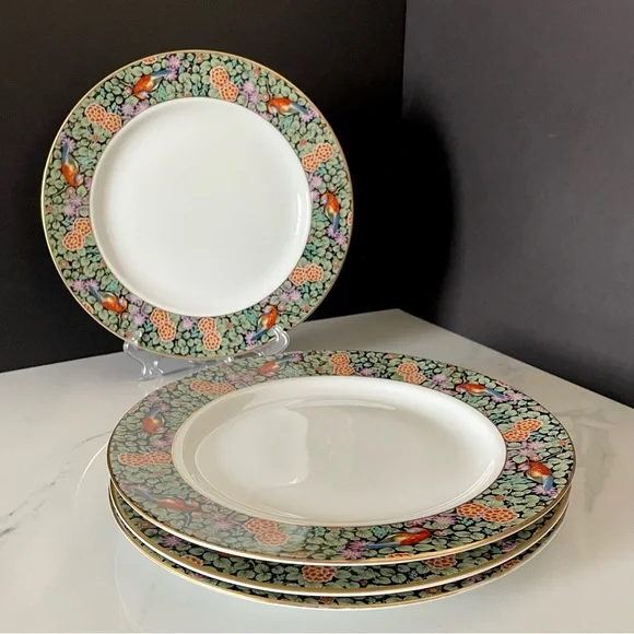 SET of 4 Parrot Bird Floral Dinner Plates - Rosenthal
