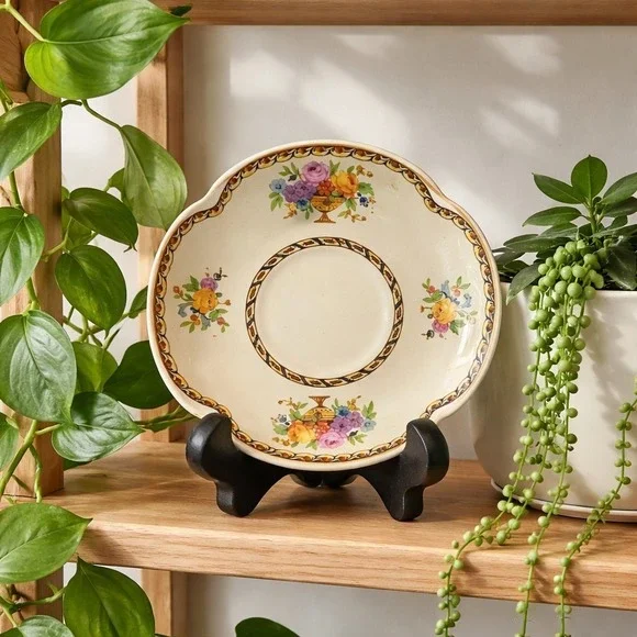 Vtg‎ 1940s - 50s Johnson Bros Pareek Saucer England Flowers Floral Gold