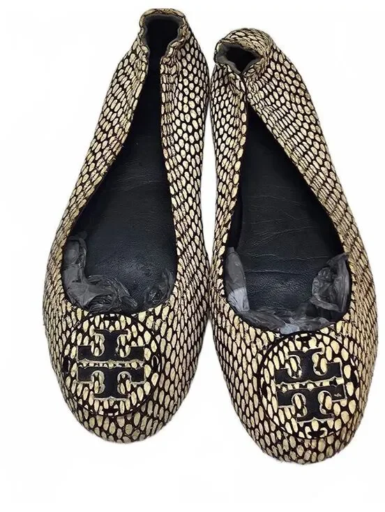 Tory Burch Reva Snake Print Leather Ballet Flats