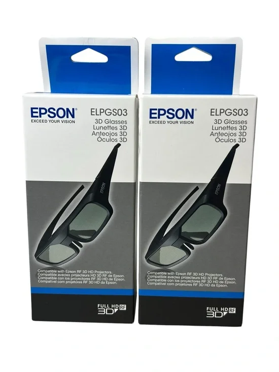 EPSON ELPGS03 3D NIB Glasses - Black Bundle of 2