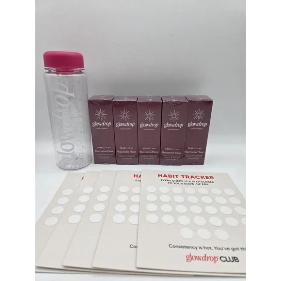 5 Boxes Glowdrop- New In Plastic- 5 New Habit Trackers- 1 New Glowdrop Bottle