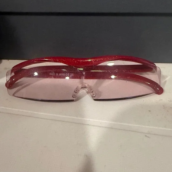 Hazuki Magnifying Glasses Unisex OS Red Glitter Excellent 1.6X Japan Loupe Case