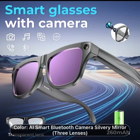 Smart Bluetooth Camera Glasses - Silvery Mirror