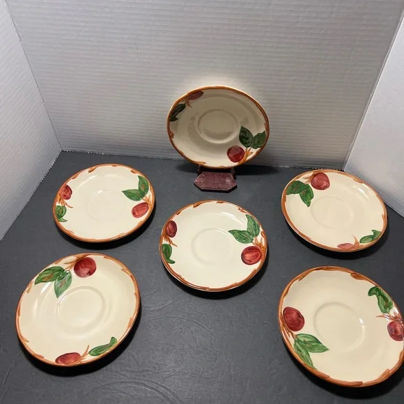 6 Franciscan ware apple pattern‎ vintage saucers.